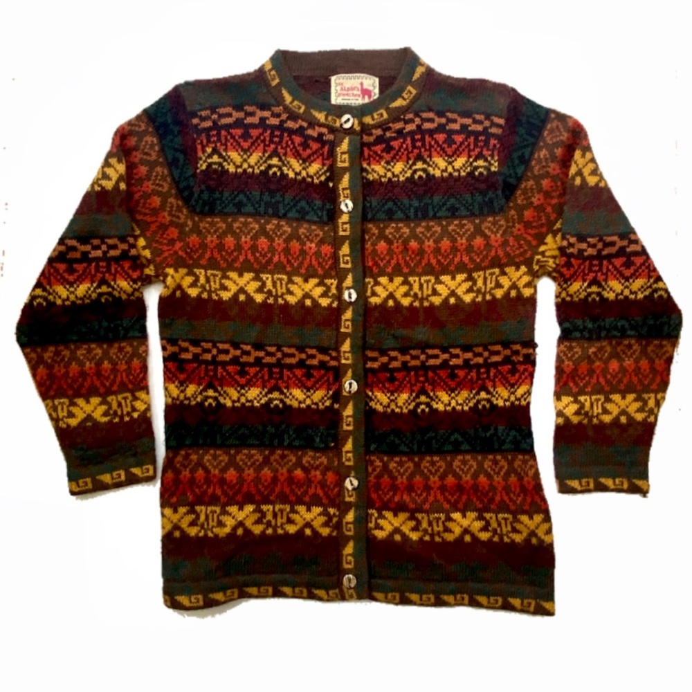 The Alpaca Connection Cardigan  Sweater Button Up Crewneck Women's